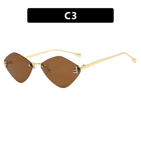 Frameless diamond shaped sunglasses with letter F for women's high-end and elegant sunglasses - Image 8