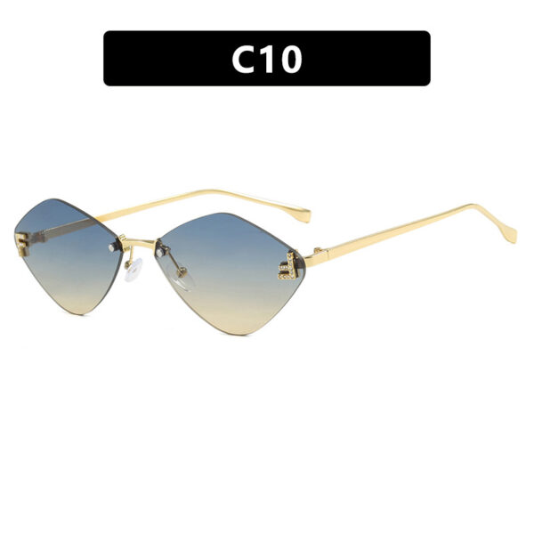 Frameless diamond shaped sunglasses with letter F for women's high-end and elegant sunglasses - Image 15