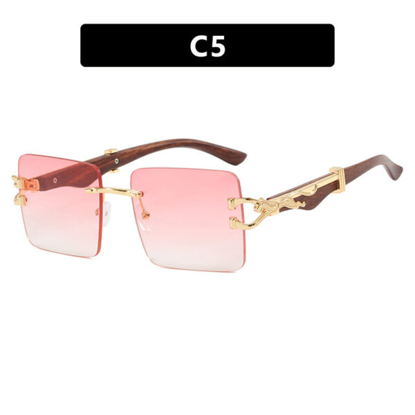 Wooden frameless square UV resistant high-end sunglasses, internet famous Instagram leopard slimming sunglasses - Image 10
