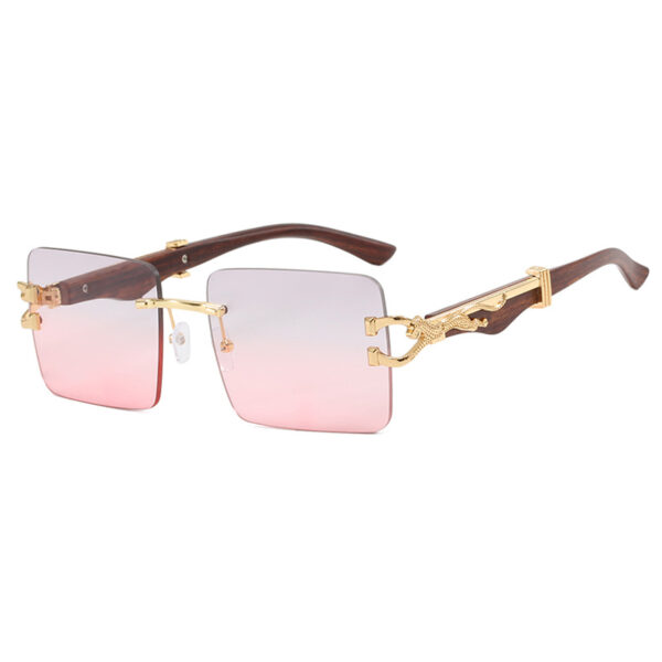 Wooden frameless square UV resistant high-end sunglasses, internet famous Instagram leopard slimming sunglasses - Image 5