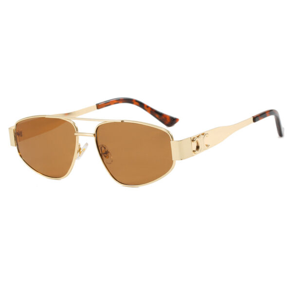 Double beam cat eye sunglasses, metal sunglasses, high-end and trendy sunglasses, women's concave design for photography - Image 5