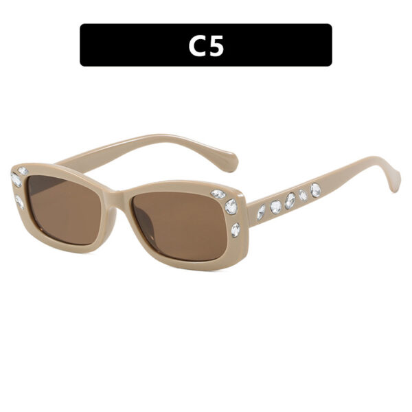 Square small frame diamond inlaid sunglasses, new high-end fashion show sunglasses, sunshade, plain face, internet celebrity sunglasses - Image 10